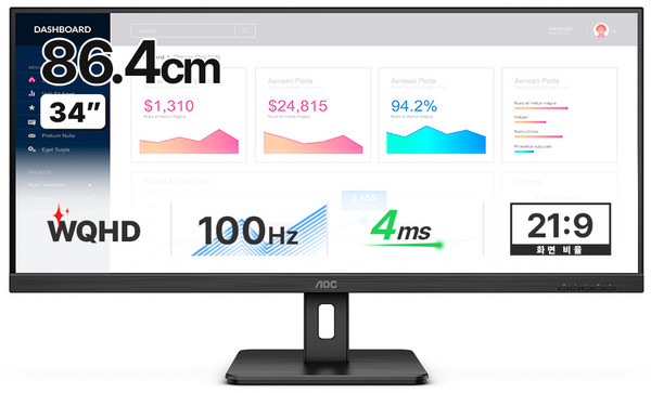 알파스캔 AOC WQHD 100 울트라와이드 무결점 모니터, U34E2M