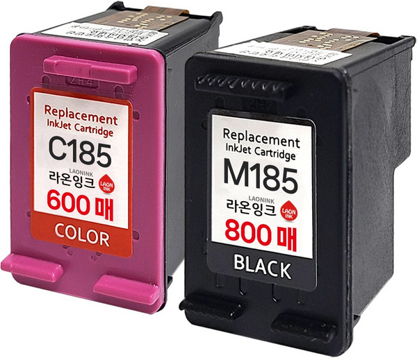 (800매 특대용량 세트) INK-M185 잉크 INK-C185 호환 SL-J1680 J1683 J1685 J1780W J1780DW J1785W M185XL C185XL 라온잉크, 1세트, 검정+컬러