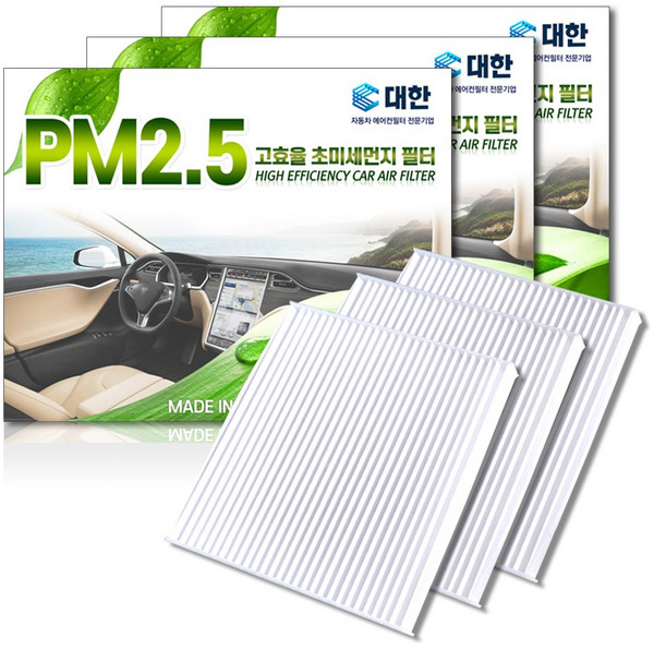 대한카필터 PM2.5 초미세먼지 자동차 에어컨 필터, P115, 3개