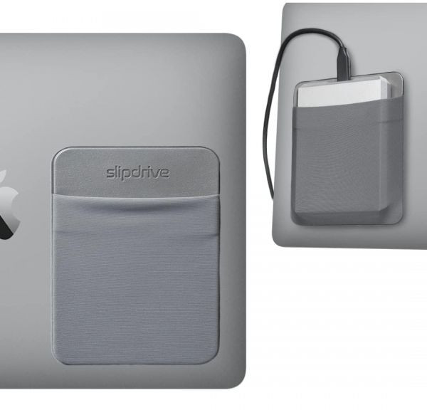 Slipdrive 노트북용 휴대용 하드 드라이브 슬리브 SSD 솔리드 스테이트 재사용 가능한 접착제 5 x 3.2 스틱 온 외장 운반 케이스 여행용 포켓 파우치소형 모래 돌, Large (for 2.5 HDD), Gray, 2) Large for 2.5 HDD - Gray