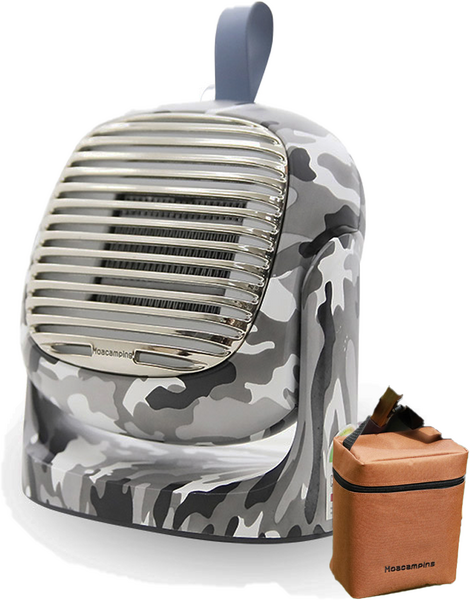 툴콘 미니 온풍기 팬히터 캠핑히터 PTC 저전력 300W, 카모플라주 그레이