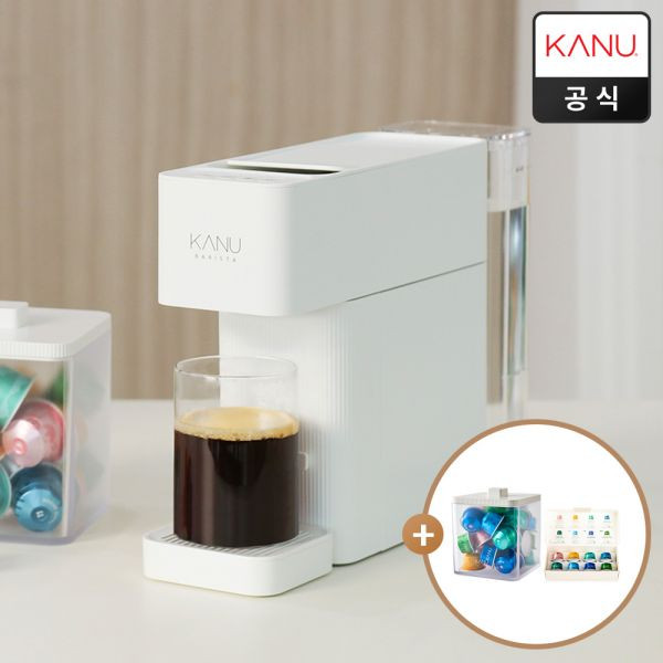 카누 바리스타 캡슐커피머신 브리즈, 파스텔 핑크, 머신과 증정품이 별도로 배송됨을 확인했습니다.