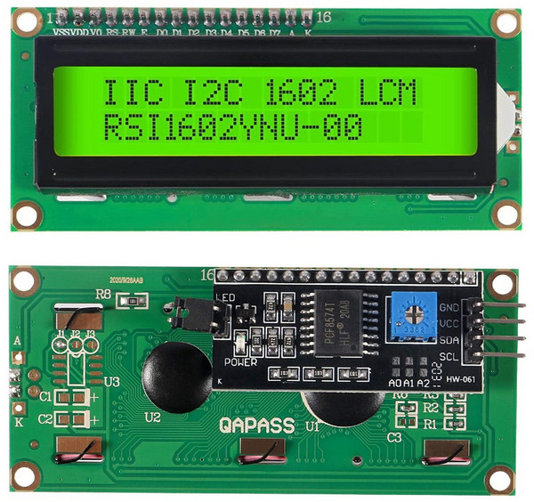 아두이노 LCD 1602 IIC/I2C 그린 패널 모듈 텍스트 코딩 연구개발 교구 학습, 아두이노 LCD패널 1602 I2C포함 (그린), 1개