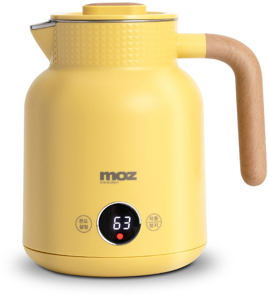 모즈스웨덴 전기티포트 무선 커피포트기 보온 온도조절 분유 스텐 1L MC-1500, 딥옐로우