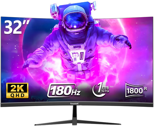 32인치 울트라 와이드 커브드 게이밍 모니터 4K UHD 160Hz 2K QHD 180hz 1800R 16:9 와일드 커브드 모니터 Gawfolk 할인중, 2K 180Hz, 81cm