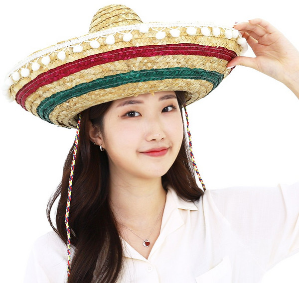 멕시칸모자 파티의상 민속 멕시코 캐릭터 학예회소품, 1개