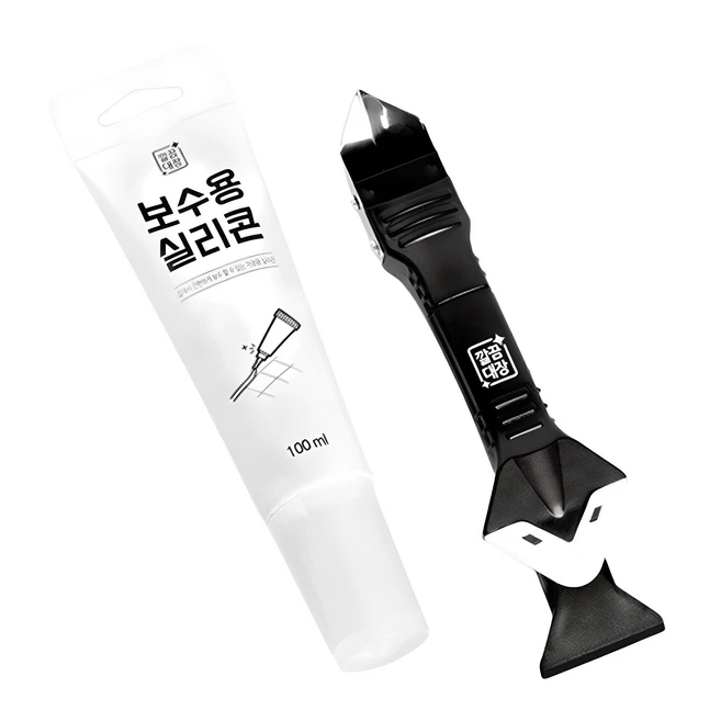 깔끔대장 긁어보게 스크래퍼 + 보수용 실리콘 세트, 1세트