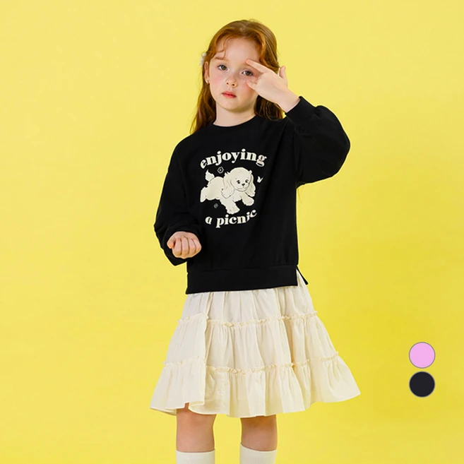 아이러브제이 여아용 엔조이댕댕 맨투맨 원피스 일체형