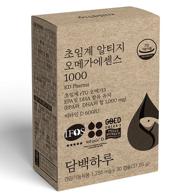 담백하루 초임계 알티지 오메가3 에센스 1000, 30정, 1개