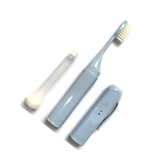 트래블이지 휴대용 올인원 칫솔 핑크 + 블루, 4개입, 1세트
