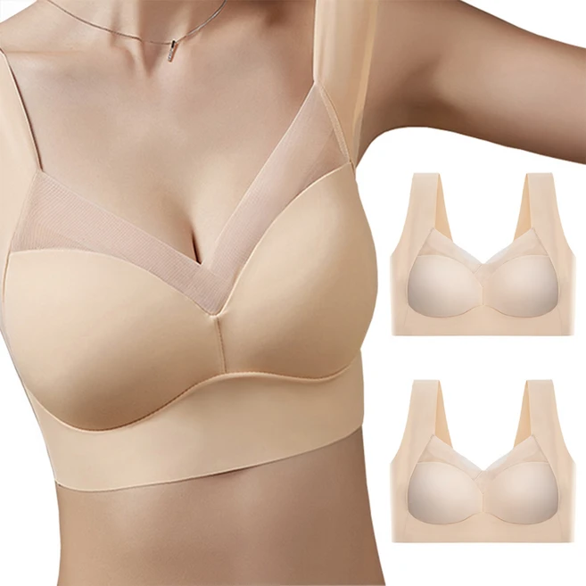 꿀쥬 빅사이즈 노와이어 심리스 브라 2p