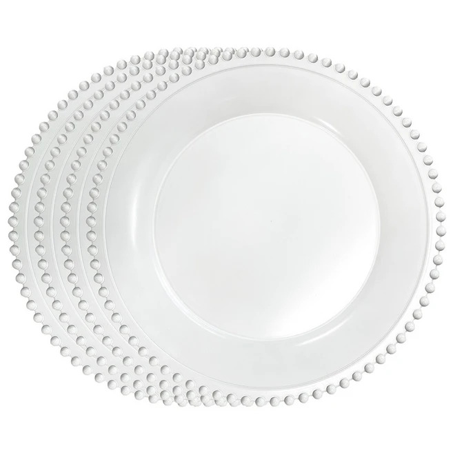 까사비 고급스러운 플레이팅을 위한 차저 플레이트 접시 대형, 4개, 화이트