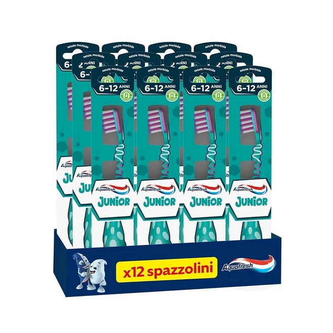 Aquafresh 아쿠아 주니어 6-12세 소프트 칫솔 12개, 1개입