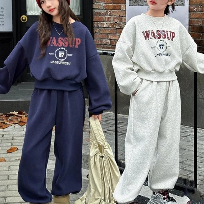 투나이언 여아 와스업 맨투맨 상하복세트 초등학생 봄 가을 트레이닝복 주니어 운동복 츄리닝 댄스복 상하세트