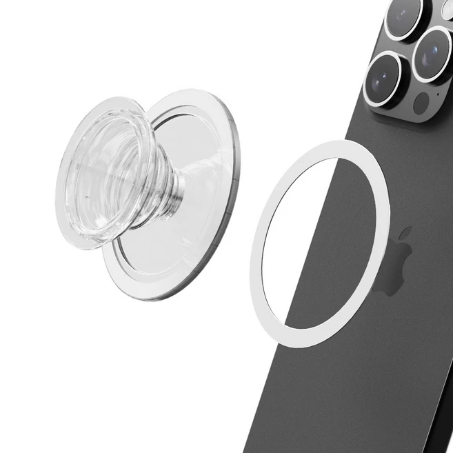 디버스 고자력 맥세이프 탈부착 아이폰 갤럭시 그립 톡홀더 스마트톡 거치대+맥세이프링, 클리어, 1개