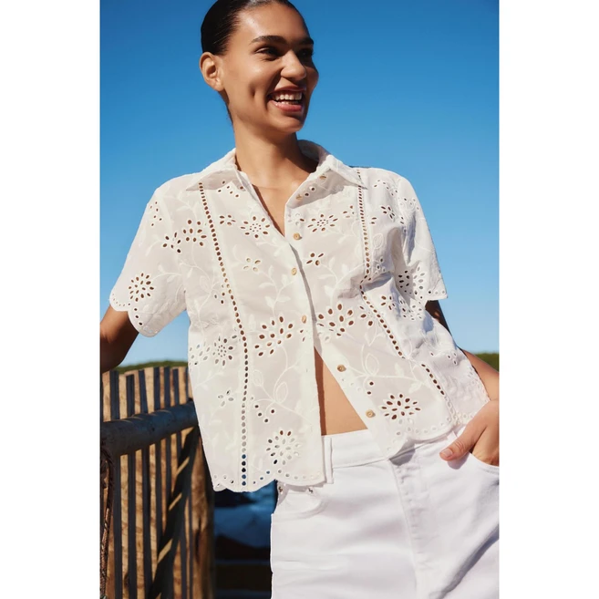ZARA 자라 펀칭 자수 반팔 셔츠 2835/947 2835947