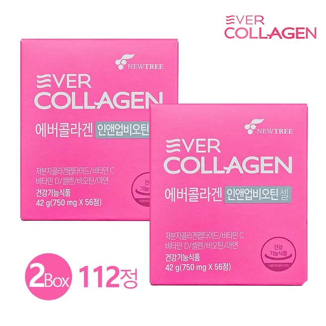에버콜라겐 인앤업비오틴셀 최신상 홈쇼핑 저분자콜라겐 750mg 56정 2개 애버콜라겐 비오틴