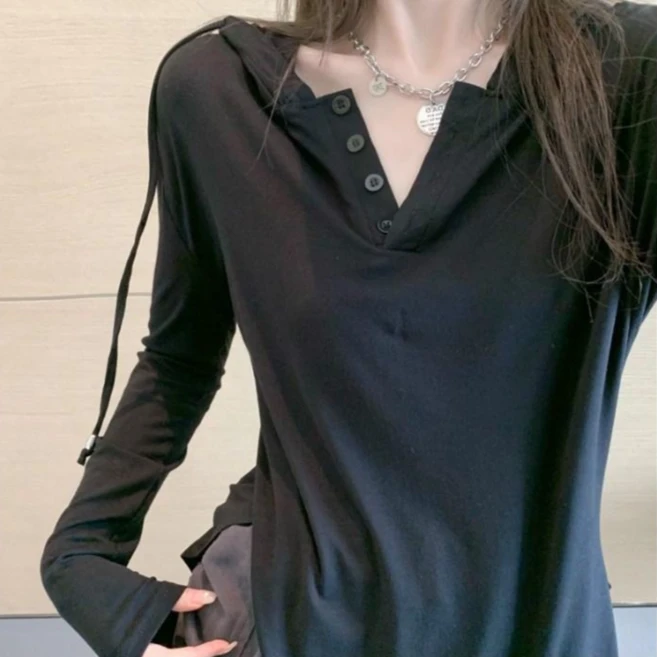 어썸데어 샤비 루즈핏 후드 긴팔 티셔츠