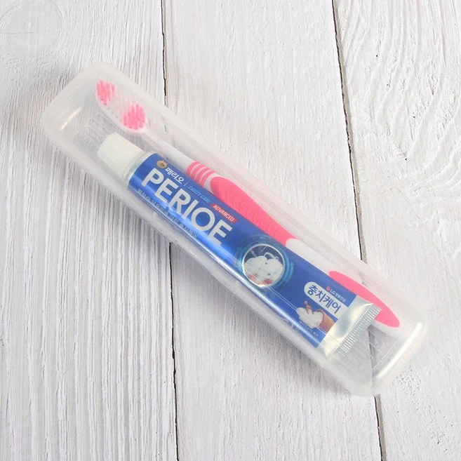페리오 엘지 치약 칫솔 세트 휴대용 여행 양치 케이스, 4개, 50ml