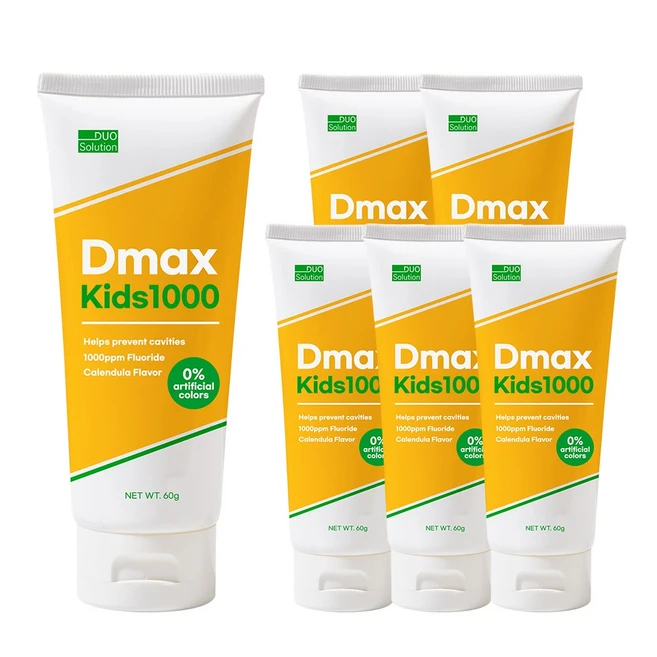 듀오솔루션 디맥스 키즈 1000 어린이 불소 치약 1000ppm, 60g, 6개