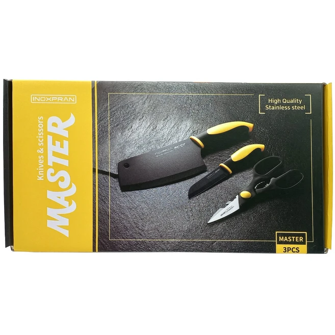 라온하제 중식도칼 블랙 세라믹 테프론 코팅 중식도 과도 주방가위 이녹스프랑 3종 세트, 1개