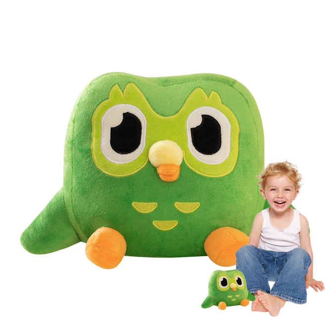 Duolingo 듀오링고 부엉이 뽀글이 인형 계몽 교육훈련 어린이 선물, 20cm, 1개