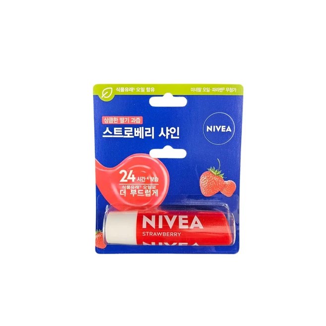 니베아 립케어 립밤, 스트로베리, 4.8g, 4개