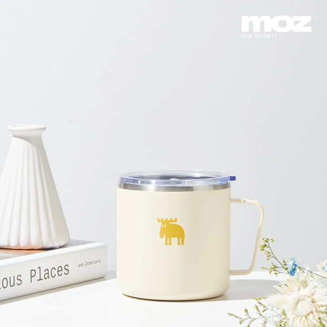 MOZ 스웨덴 316 스텐 진공 머그컵 스텐머그컵 보온머그컵 보온컵, 크림아이보리, 480ml, 1개