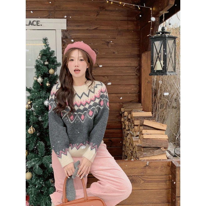 [디오브] SALE 하트 노르딕 니트