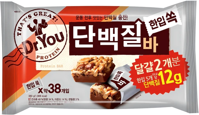 닥터유 한입쏙 단백질바, 380g, 1개