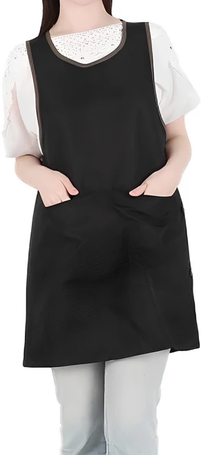 클린유니폼 5색상 한쪽트임 원피스형 앞치마, 블랙, 1개