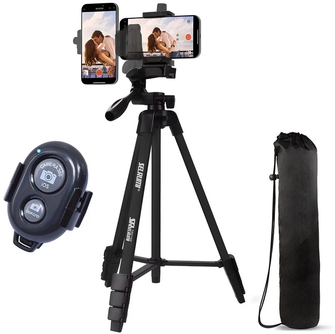 셀루미 136cm 고강성 퍼포먼스 삼각대 + 홀더 + 리모컨 세트, SEL-TRD150A(블랙&블랙), 1개