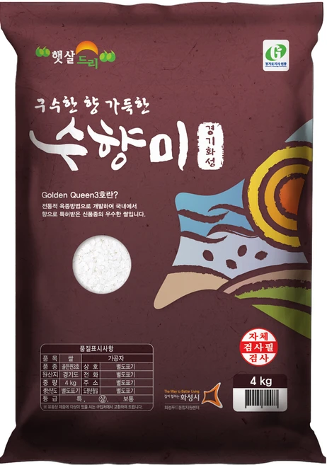 수향미 2024년산 햅쌀 골든퀸 3호 백미 상등급, 상, 4kg, 1개
