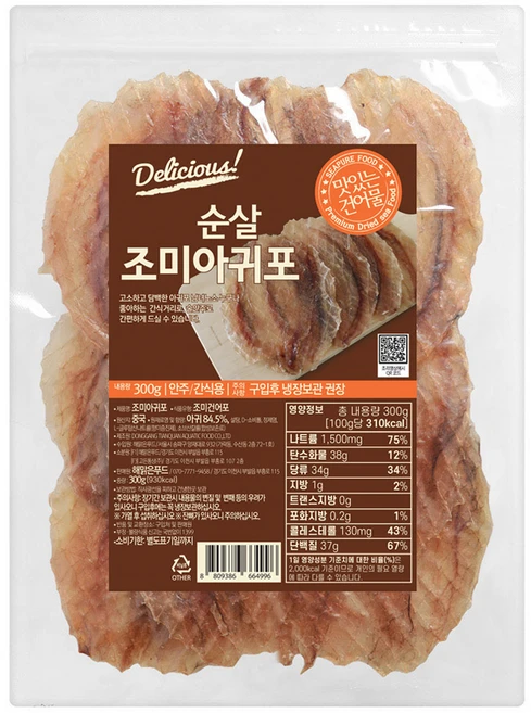 해맑은푸드 조미 순살 아귀포 대, 300g, 1개