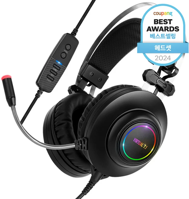 앱코 HACKER 가상 7.1 RGB 진동 노이즈 캔슬링 마이크 3D 초경량 게이밍 헤드셋, N550 ENC, 블랙