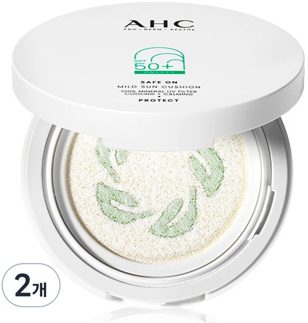 AHC 세이프온 마일드 선쿠션 SPF50+ PA++++, 25g, 2개