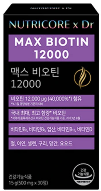 뉴트리코어 x Dr 맥스 비오틴 12000 15g, 30정, 1개