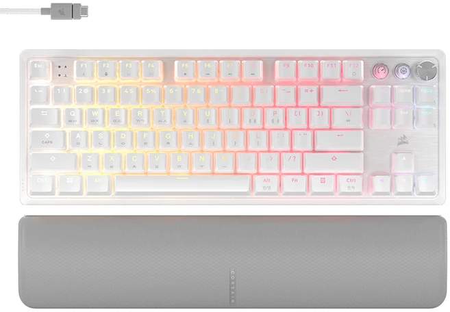 커세어 K70 PRO TKL MGX 게이밍 기계식 키보드, 마그네틱 스위치, 0.1mm 키 스트로크 조절, 8000Hz 폴링 레이트, 화이트