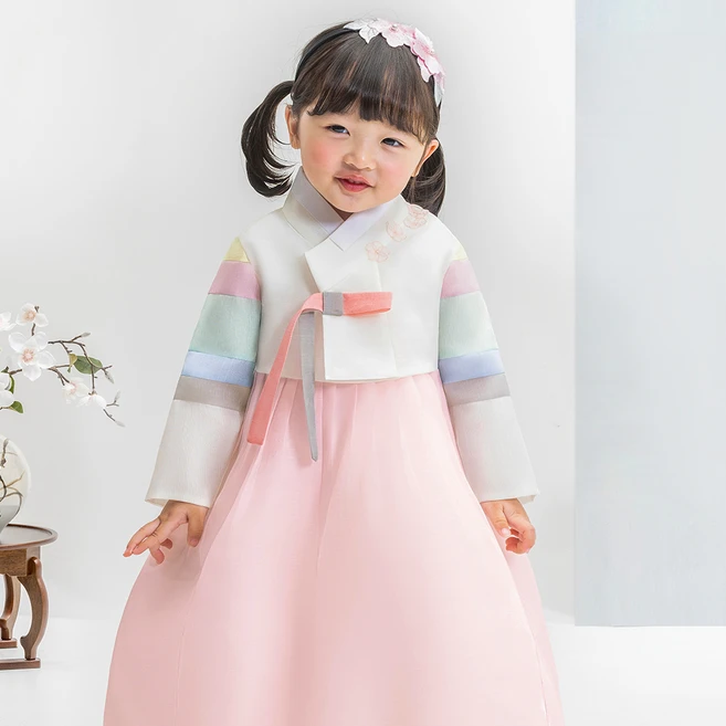 금동이아가한복 여별꽃색동 여아용 아동한복세트 AW144