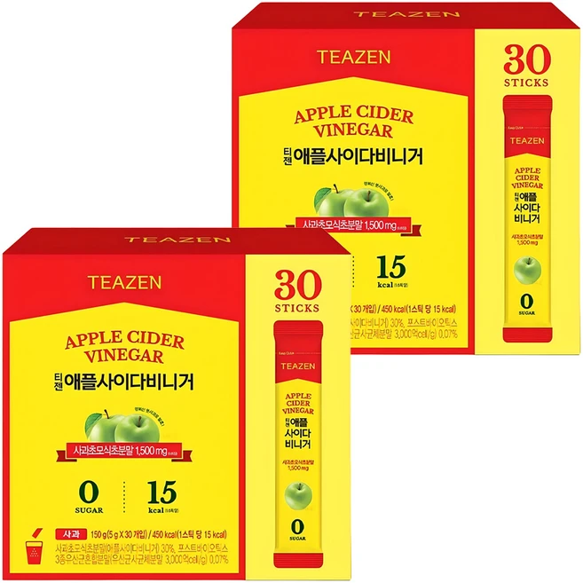 티젠 애플사이다 비니거, 2개, 30개입, 5g