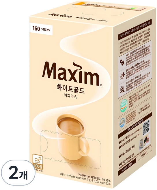 맥심 화이트 골드 커피믹스, 11.7g, 160개입, 2개