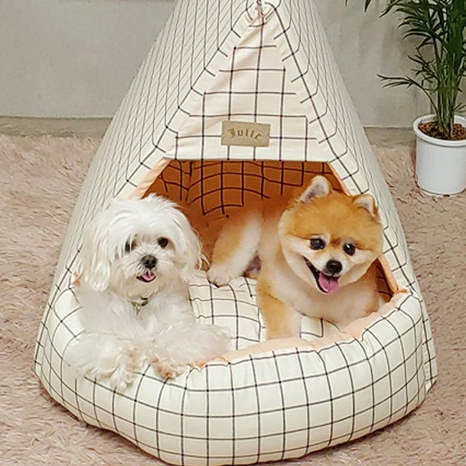 두기펫 루시 삼각 쿠션하우스, 아이보리, 1개