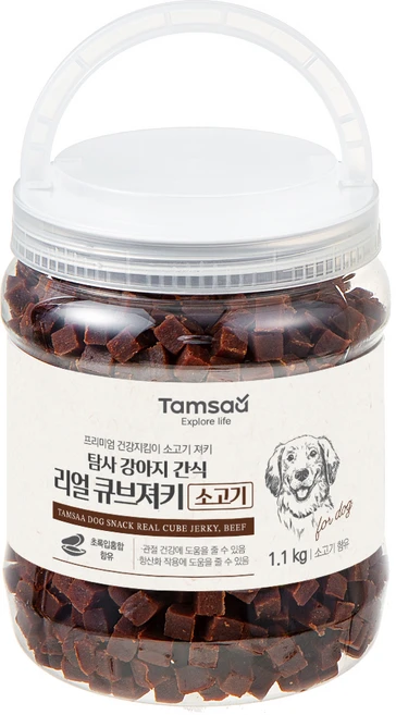 탐사 강아지 간식 리얼 촉촉 큐브 져키, 소고기, 1.1kg, 1개