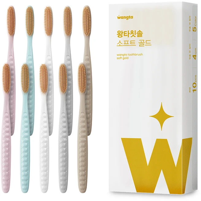 왕타 소프트골드 칫솔, 10개입, 1개