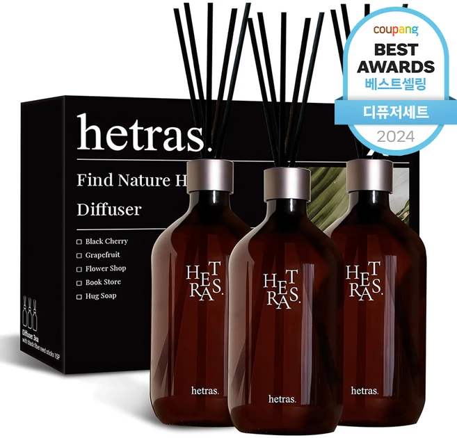 헤트라스 프리미엄 대용량 디퓨저, 플라워샵, 500ml, 3개