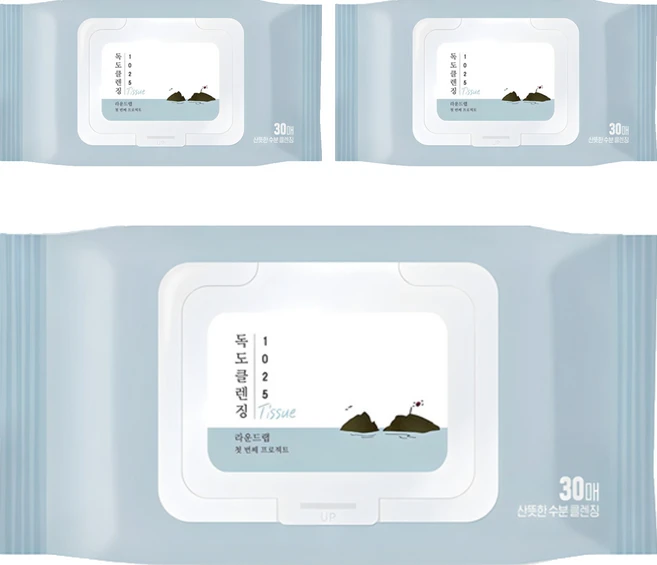 라운드랩  1025 독도 클렌징 티슈 90개입 (30개입 X 3팩)