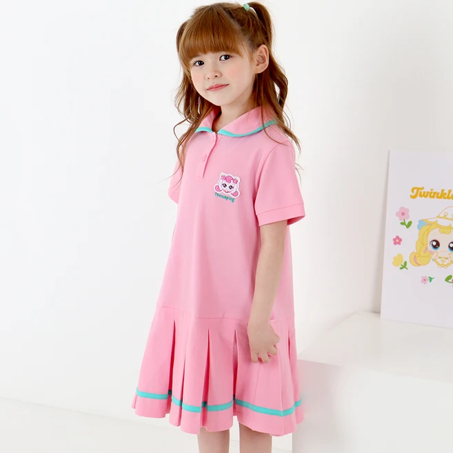 프리미에팜 여아용 캐치! 티니핑 PK 카라 플리츠 5부 원피스