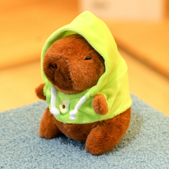 다다랜드 뚠빵한 카피바라 동물 인형 키링, 12cm, 아보카도후드티카피바라, 1개