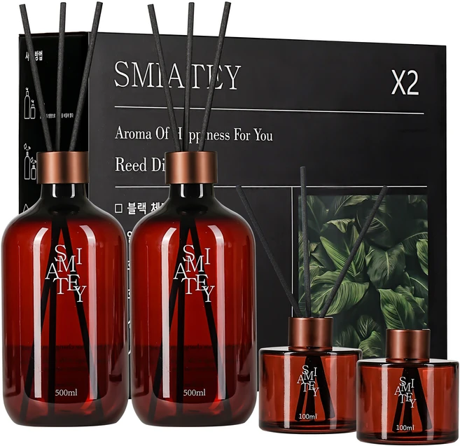 스미어티 디퓨저 대용량 실내 방향제 리필액 선물 세트 500ml, 2개, 화훼 시장