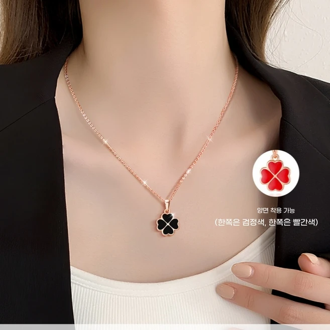 Youmi 패션 네잎클로버 14K 도금 변색 목걸이 H-27
